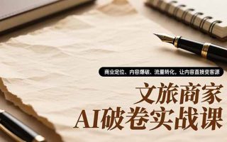 文旅商家AI破卷实战课，商业定位、内容爆破、流量转化，让内容直接变客源