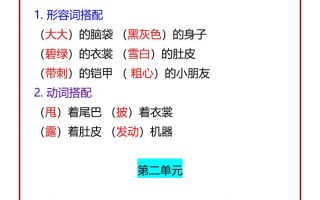 【2025秋新版】二年级语文上册必考知识点：1-8单元词语搭配汇总