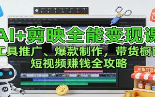 AI+剪映全能变现课：工具推广、爆款制作、带货橱窗，短视频赚钱全攻略