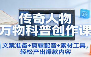 传奇人物万物科普创作课：文案准备+剪辑配音+素材工具，轻松产出爆款内容