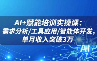 AI+赋能培训实操课：需求分析/工具应用/智能体开发，单月收入突破3万