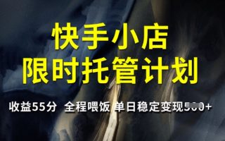 快手小店限时托管计划，收益55分，全程喂饭，单日稳定变现5张【揭秘】