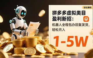 拼多多虚拟类目盈利新招：机器人全程包办回复发货，轻松月入 1-5W