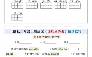 25秋三上语文课后词语表情景默写通关小单（含答案21页）