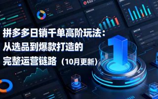 拼多多日销千单高阶玩法：从选品到爆款打造的完整运营链路(10月更新