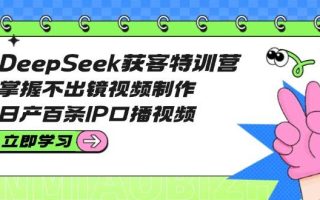 DeepSeek获客特训营：掌握不出镜视频制作，日产百条IP口播视频
