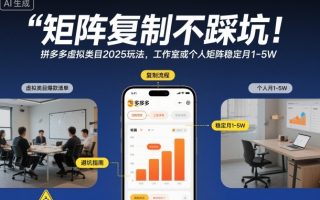 矩阵复制不踩坑！拼多多虚拟类目2025玩法，工作室或者个人矩阵稳定月1-5W【揭秘】
