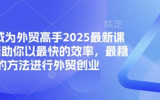 帮你成为外贸高手2025最新课程，帮助你以最快的效率，最稳的方法进行外贸创业