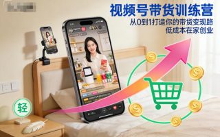 视频号带货训练营，从0到1打造你的带货变现路，低成本在家创业