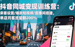 抖音同城变现训练营：来客设置/爆款短视频/直播间搭建,单店月客流量翻200%