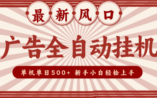 2025最新风口 广告全自动挂机 单机单机单日500+ 电脑越多收益越大，新手小白轻松上手