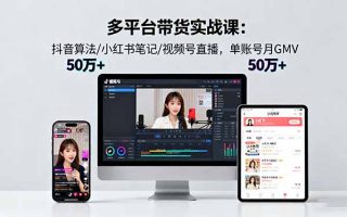 多平台带货实战课18.0：抖音算法/小红书笔记/视频号直播，单账号月GMV50w+