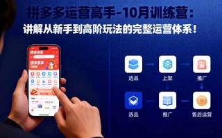 拼多多运营高手-10月训练营：讲解从新手到高阶玩法的完整运营体系！