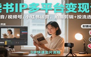 读书IP多平台变现课：抖音/视频号/小红书运营，拍摄剪辑+投流选品