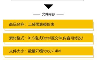 工装造价装修工程预算报价表酒店餐饮餐厅办公酒吧咖啡厅表格材料