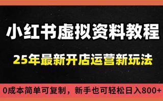 小红书虚拟资料项目：最新搜索流变现玩法，0成本简单可复制，一人多店打法，新手日入800+
