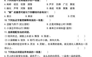 三下语文期中考试基础提优——选择题集训空白