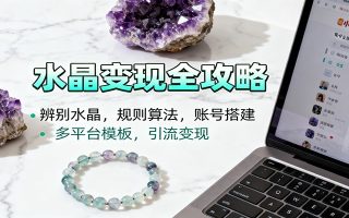 水晶小红书起号课：辨别水晶，规则算法，账号搭建，多平台模板，引流变现
