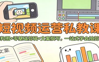 短视频运营私教课：拍摄构图+零基础剪辑 +文案撰写，一站式学会拍剪运营