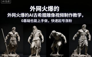 外网火爆的AI古希腊雕像视频制作教学，0基础也能上手做，快速起号涨粉