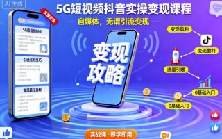 5G短视频抖音实操变现课程，自媒体，无谓引流变现