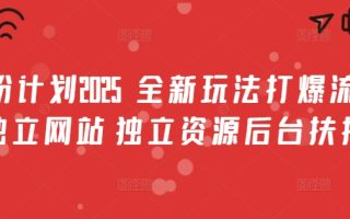 男粉计划2025  全新玩法打爆流量 独立网站 独立资源后台扶持【揭秘】