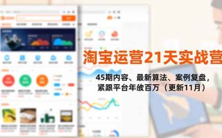 淘宝运营21天实战营，45期内容、最新算法、案例复盘，紧跟平台年入百万(更新11月
