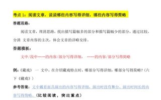 六年级下语文阅读理解与答题模板