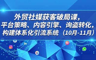 外贸 社媒获客破局课，平台策略、内容引擎、询盘转化，构建体系化引流系统(10月-11月