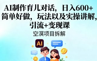 AI制作育儿对话，日入6张+，简单好做，玩法以及实操讲解，引流+变现课
