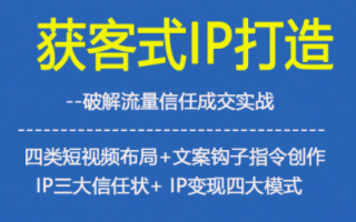 获客型IP打造，破解流量信任成，四类短视频布局+文案钩子指令创作IP三大信任状+IP变现四大模式