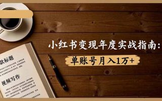 小红书变现年度实战指南：7大变现方式/爆款标题/视频写作，单账号月入1万+