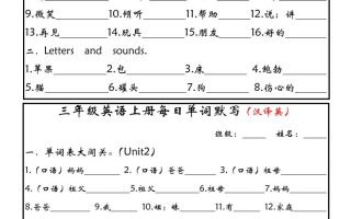 新三上英语每日单词默写小纸条（人教PEP）