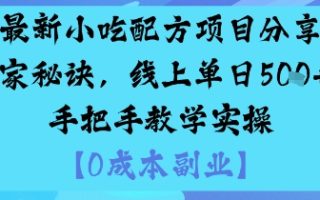 最新小吃配方项目分享独家秘诀，线上单日5张，手把手教学实操