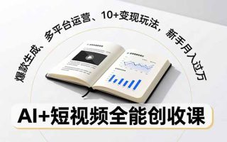 AI+短视频全能创收课，爆款生成、多平台运营、10+变现玩法，新手月入过万
