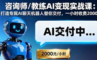 咨询师/教练AI变现实战课：打造专属AI聊天机器人替你交付，一小时收费2000