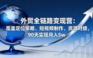 外贸全链路变现营：覆盖定位策略、短视频制作、资源对接，90天实现月入5w