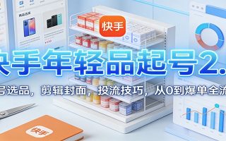 快手年轻品起号2.0：养号选品，剪辑封面，投流技巧，从0到爆单全流程