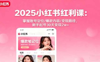 2025小红书红利课：掌握账号定位/爆款内容/变现路径，新手起号30天变现2w+
