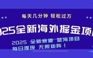 2025最新海外掘金项目 一台电脑轻松日入500+