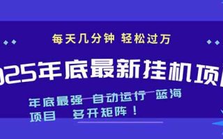 2025年年底最新挂机项目，不看电脑配置！每天几分钟，月入1000＋，可矩阵，一台电脑支持多个…