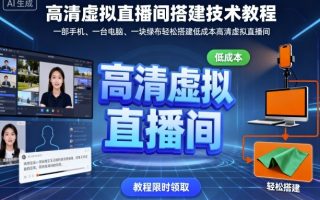 高清虚拟直播间搭建技术教程，一部手机、一台电脑、一块绿布轻松搭建低成本高清虚拟直播间