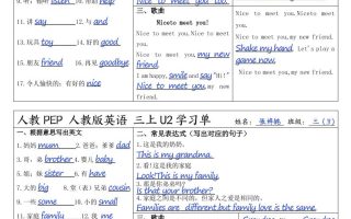 人教PEP人教版英语三上学习答案