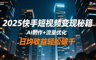 2025快手短视频变现秘籍，AI制作+流量优化，日均收益轻松破千