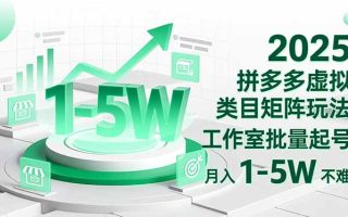 2025 拼多多虚拟类目矩阵玩法，工作室批量起号，月入 1-5W 不难