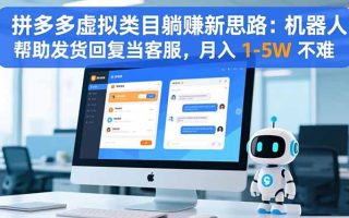拼多多虚拟类目躺赚新思路：机器人帮助发货回复当客服，月入 1-5W 不难