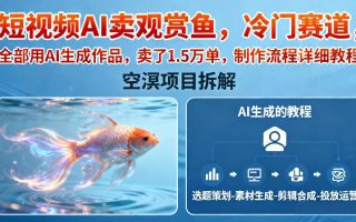 短视频AI卖观赏鱼，冷门赛道，全部用AI生成作品，卖了1.5W单，制作流程详细教程