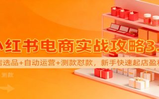 小红书电商实战攻略3.0：开店选品+自动运营+测款怼款，新手快速起店盈利
