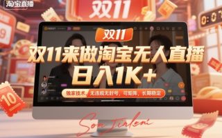 双11来做淘宝无人直播，日入1K+，独家技术，无违规无封号，可矩阵，长期稳定【揭秘】