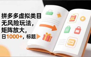 新手必看｜拼多多虚拟类目无风险玩法，矩阵放大，日1000+